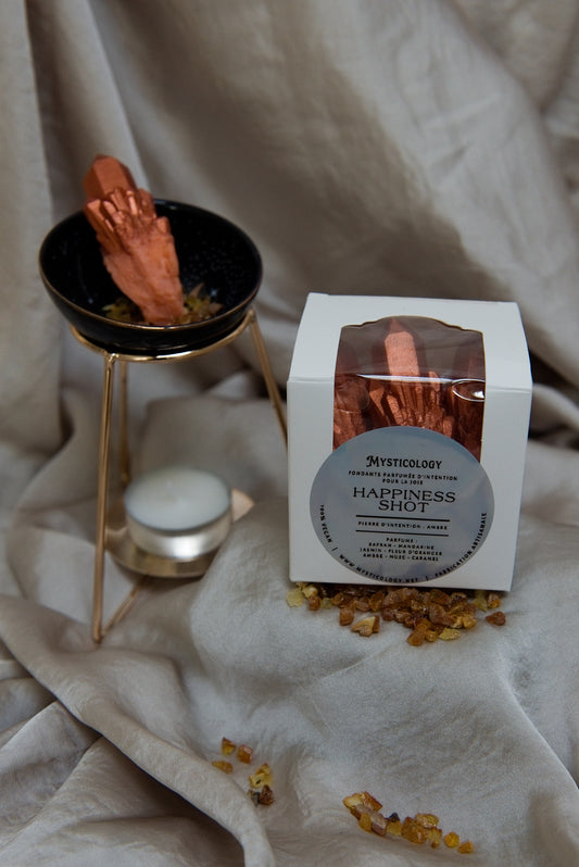 "HAPPINESS SHOT" pour la joie, ambre, boîte de 3 fondants parfumés d'intention